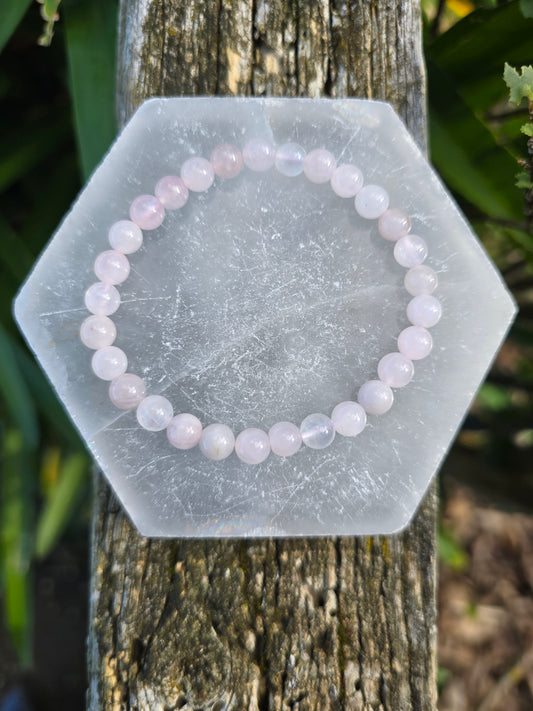 Rose Quartz | Round Bead Bracelet 6 mm