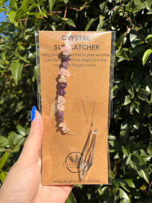 Rose Quartz & Amethyst | Point Sun Catcher