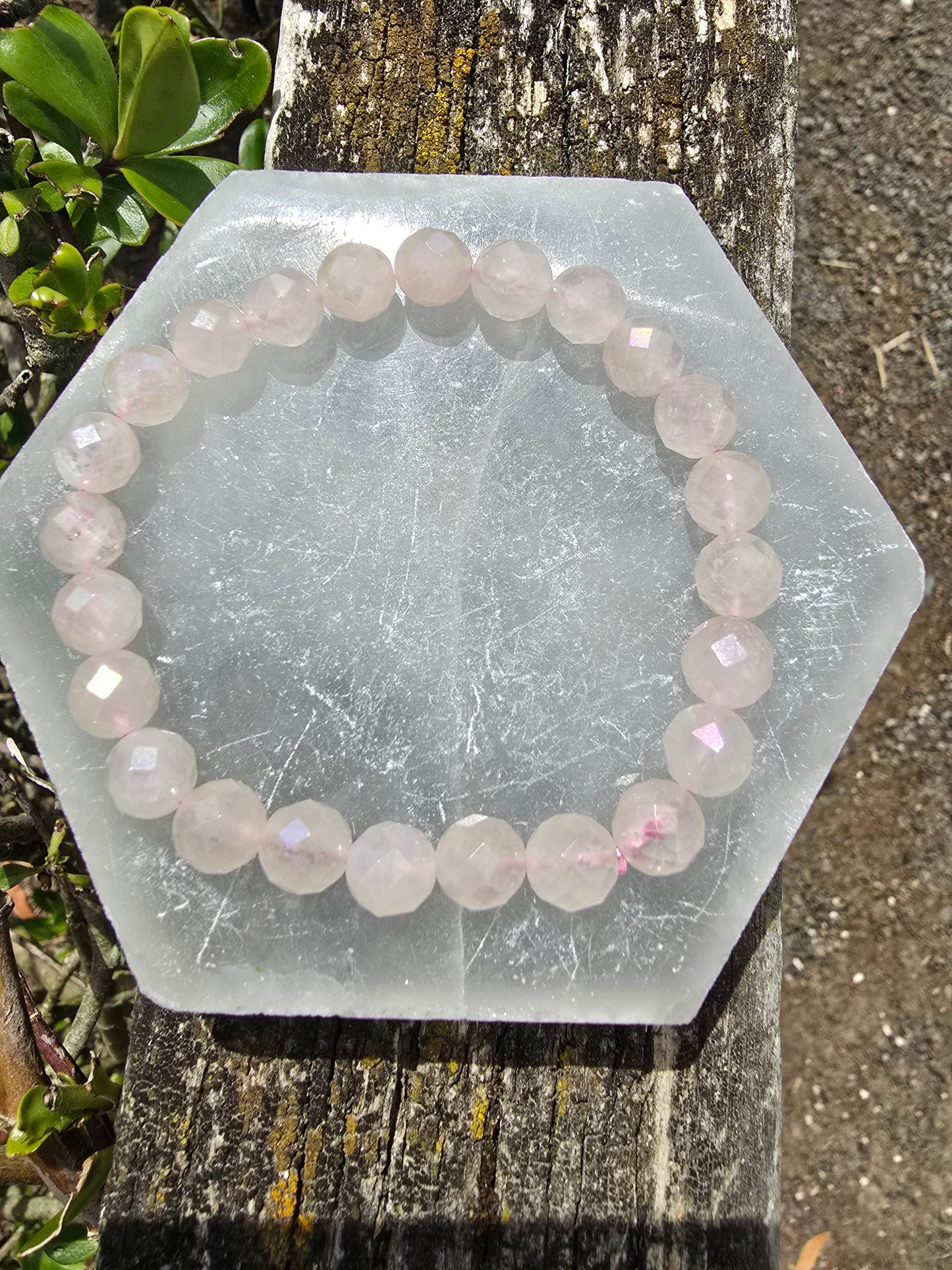 Rose Quartz Aura | Faceted Bead Bracelet