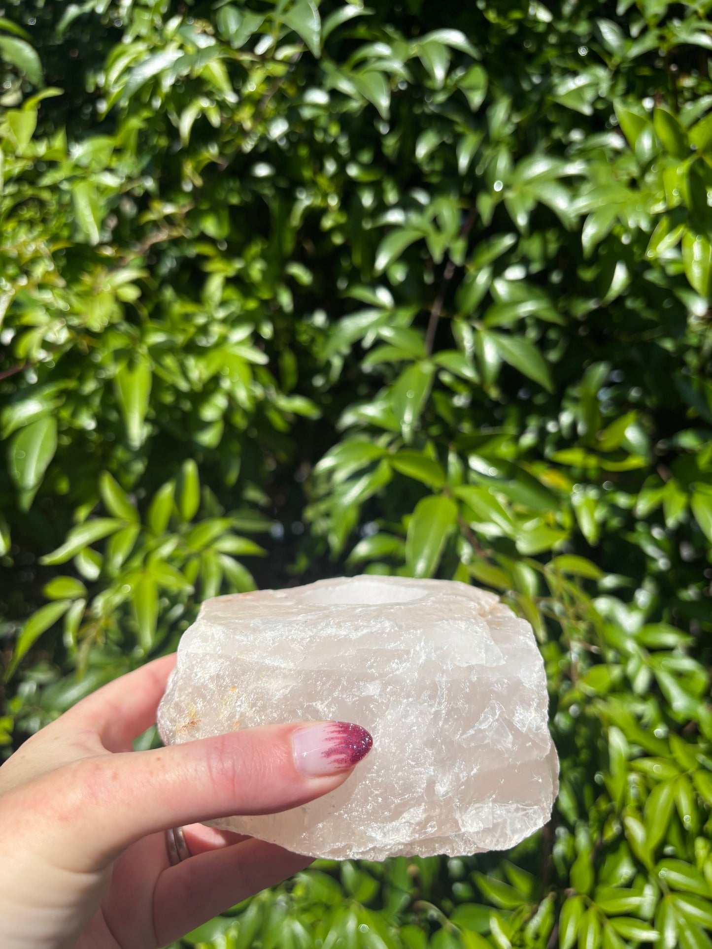 Rose Quartz Rough Candle Holder B
