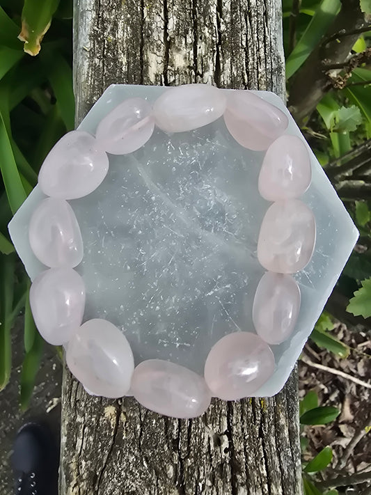 Rose Quartz | Nugget Bead Bracelet 15 mm
