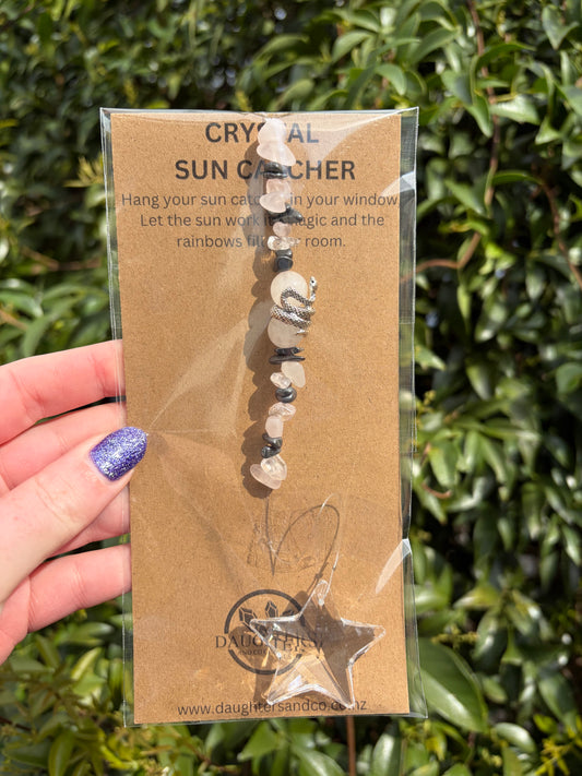 Rose Quartz & Hematite | Star Sun Catcher
