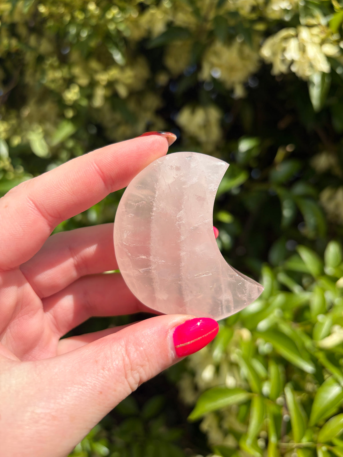 Rose Quartz Small Self Standing Moon A