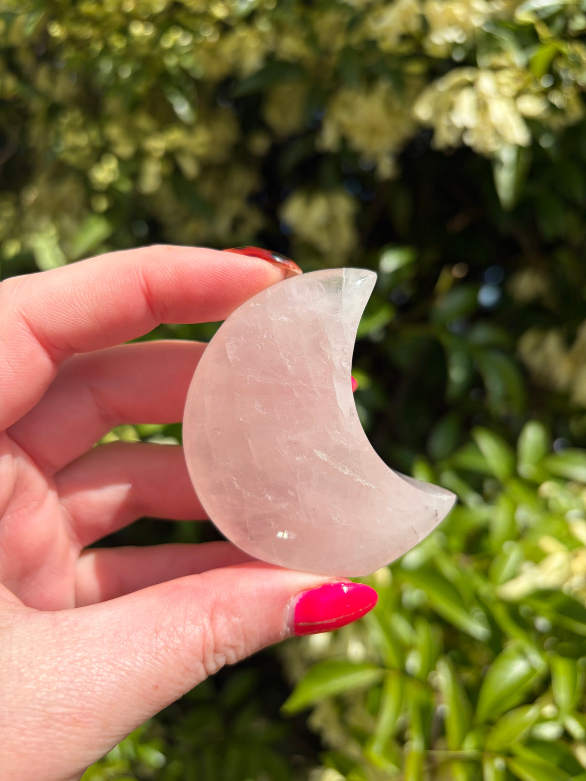 Rose Quartz Small Self Standing Moon B