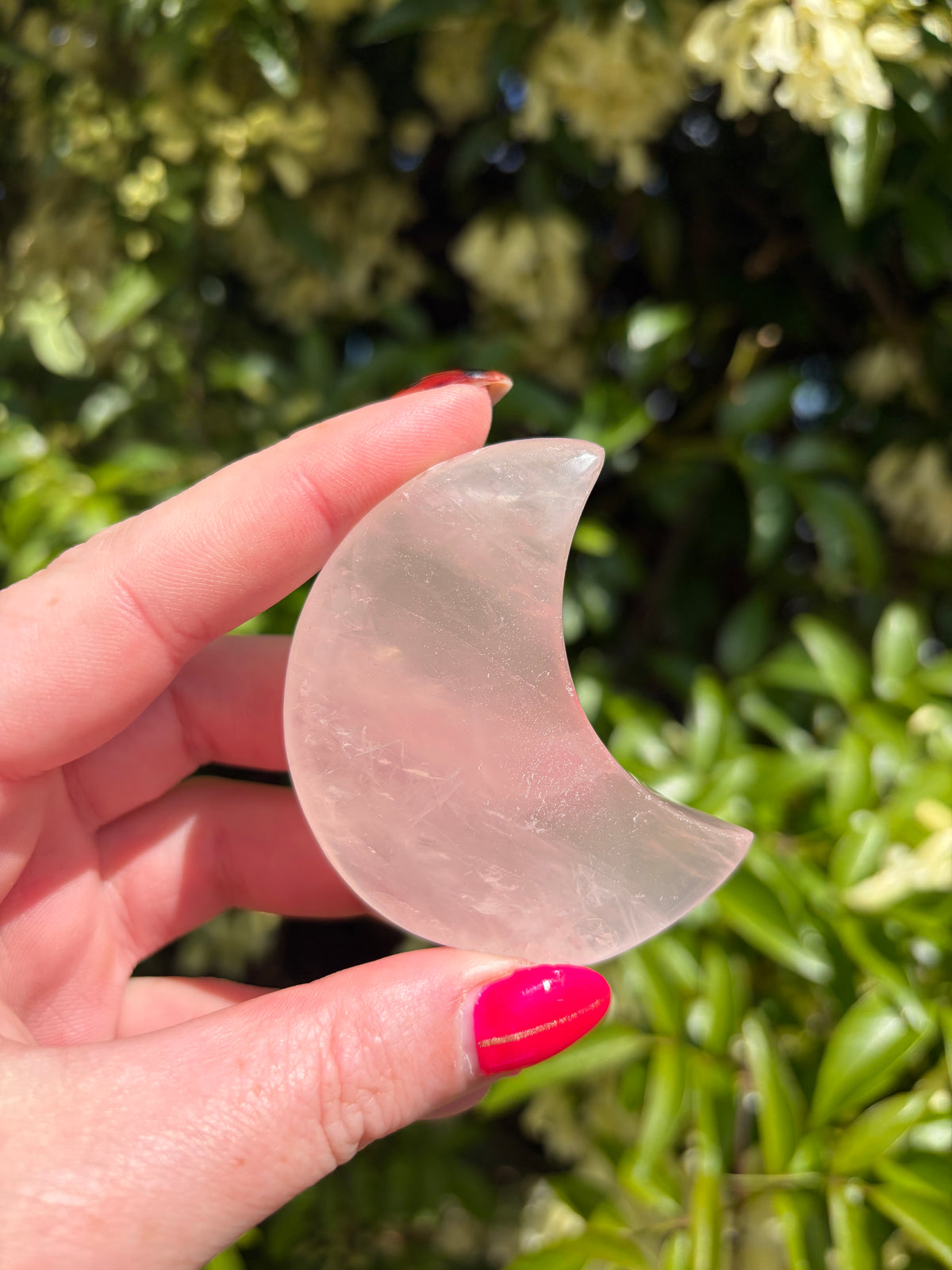 Rose Quartz Small Self Standing Moon E