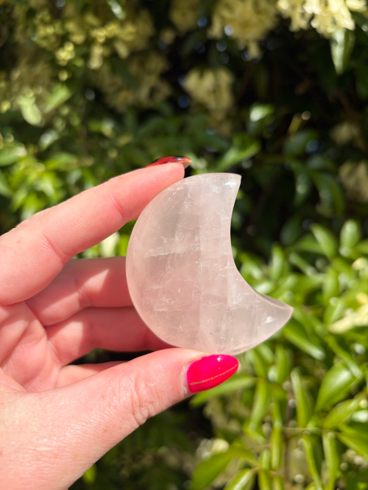 Rose Quartz Small Self Standing Moon F