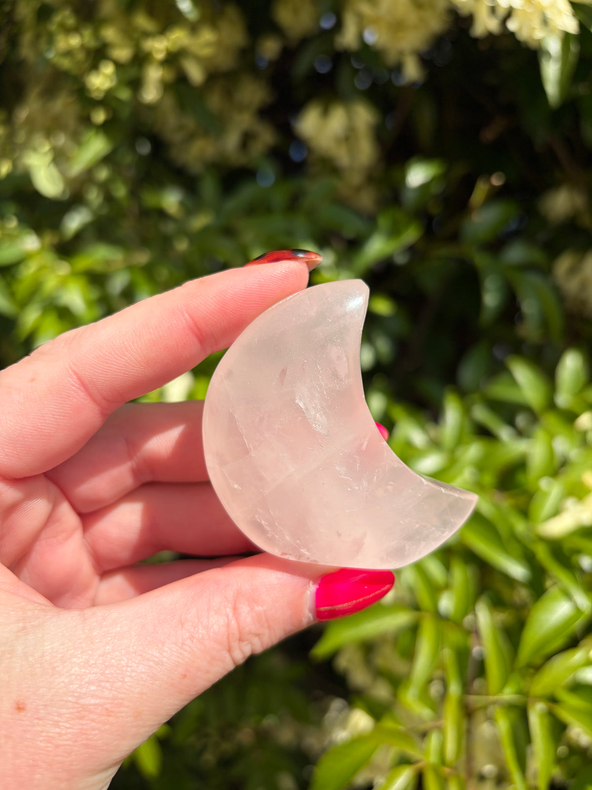 Rose Quartz Small Self Standing Moon G