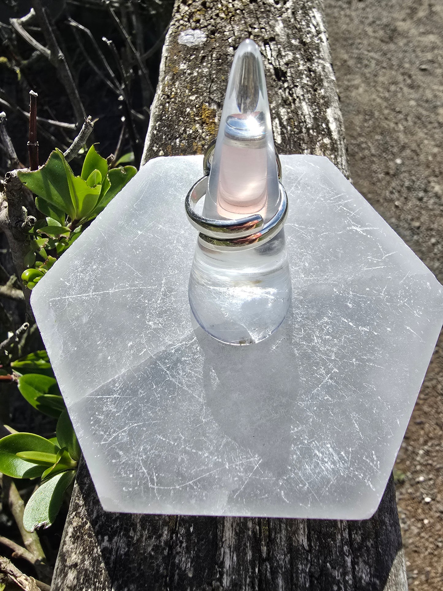 Rose Quartz | Polished Sterling Silver Adjustable Ring C