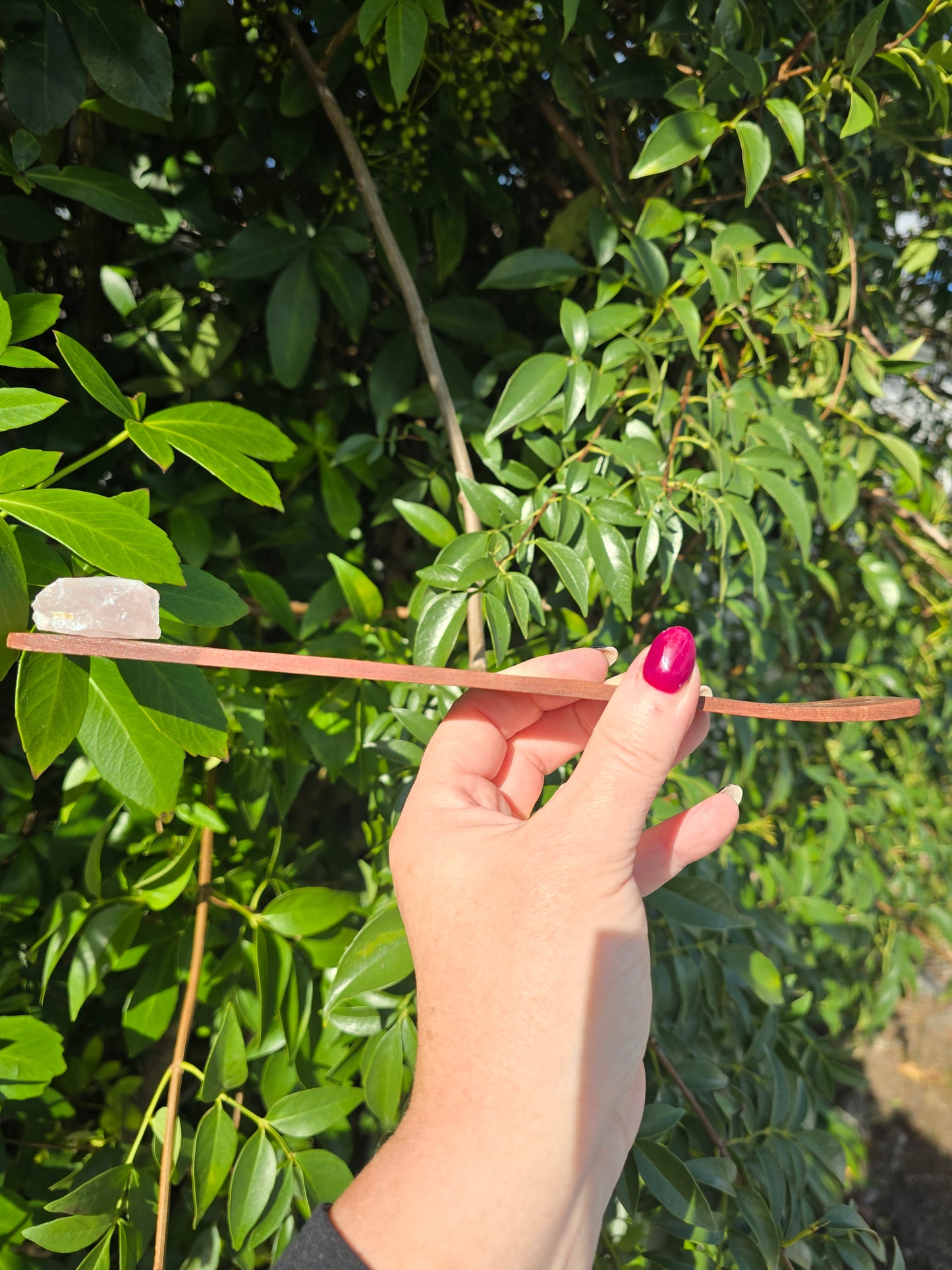 Rose Quartz Rough | Wooden Incense Holder
