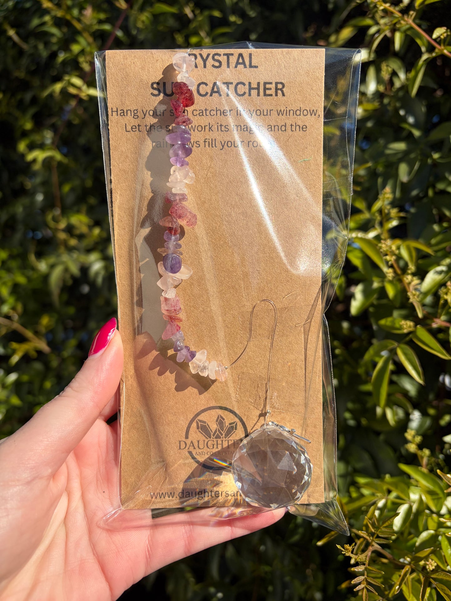 Rose Quartz, Strawberry Quartz & Amethyst | Sphere Sun Catcher