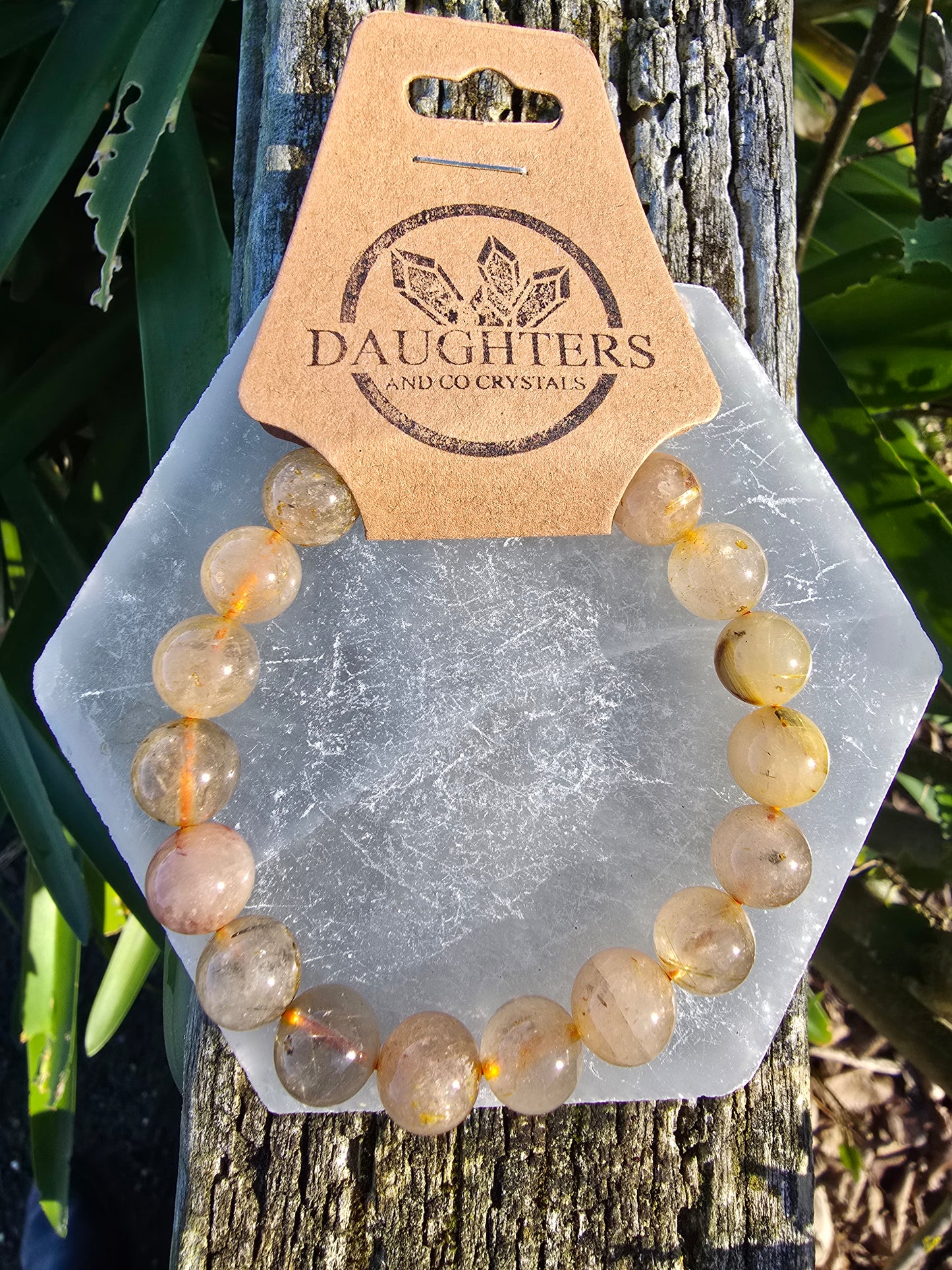 Rutilated Quartz | Round Bead Bracelet 10 mm