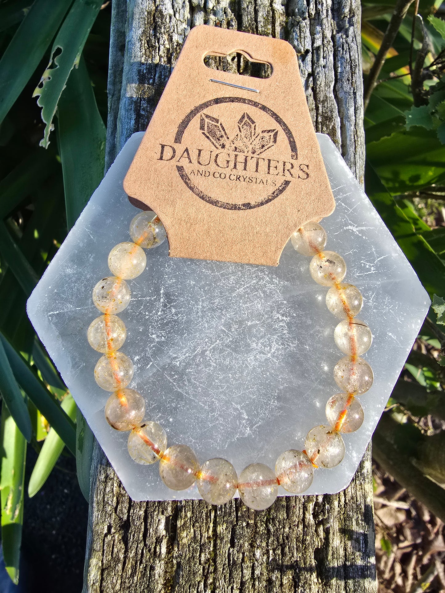 Rutilated Quartz | Round Bead Bracelet 8 mm