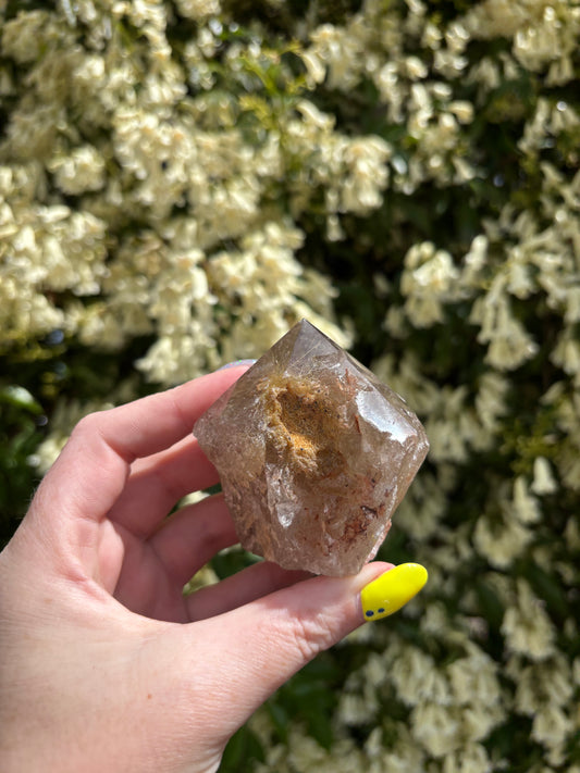 Rutilated Smoky Quartz Semi Polished Point A