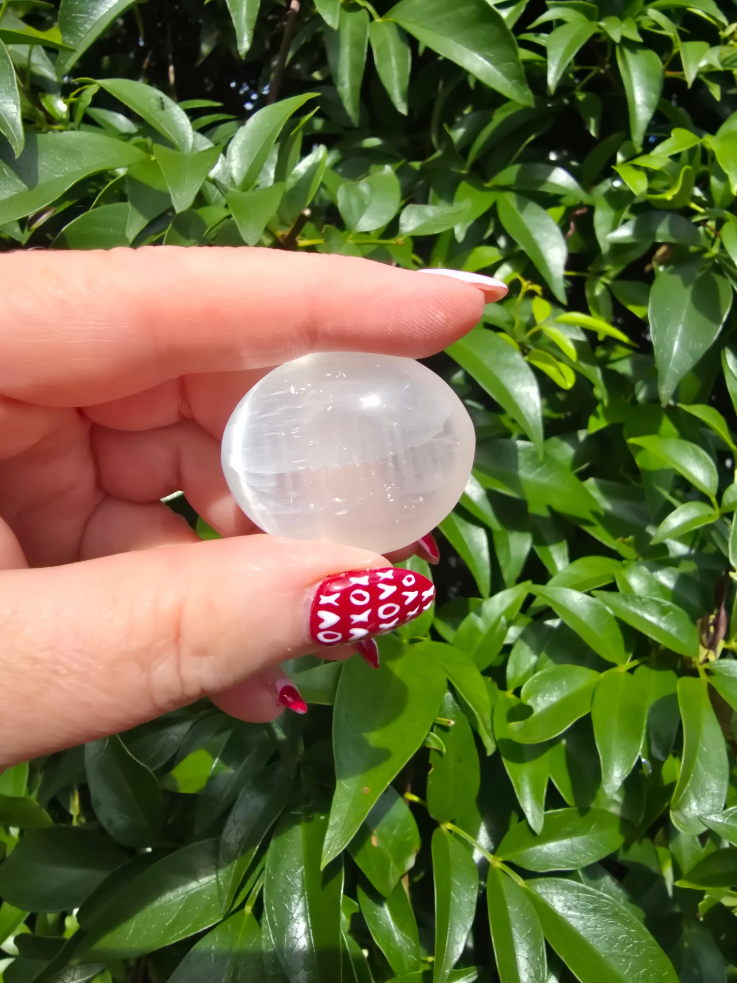 Selenite Mini Palm Stone | HAPPINESS