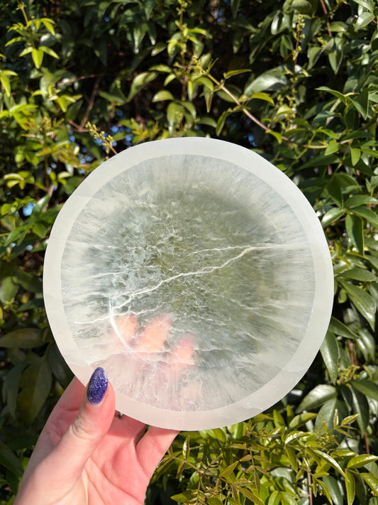 Selenite Round Charging Bowl Large
