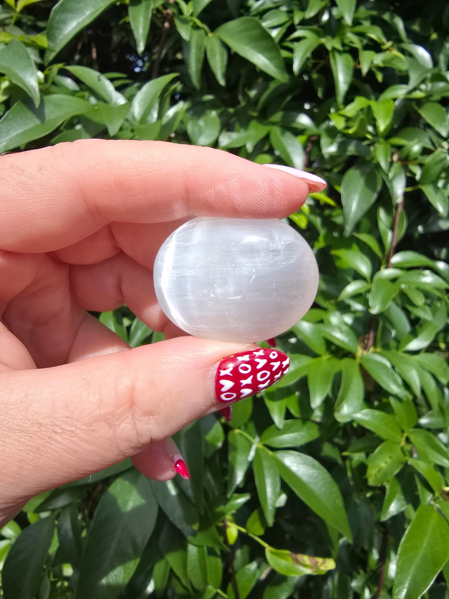 Selenite Mini Palm Stone | LOVE