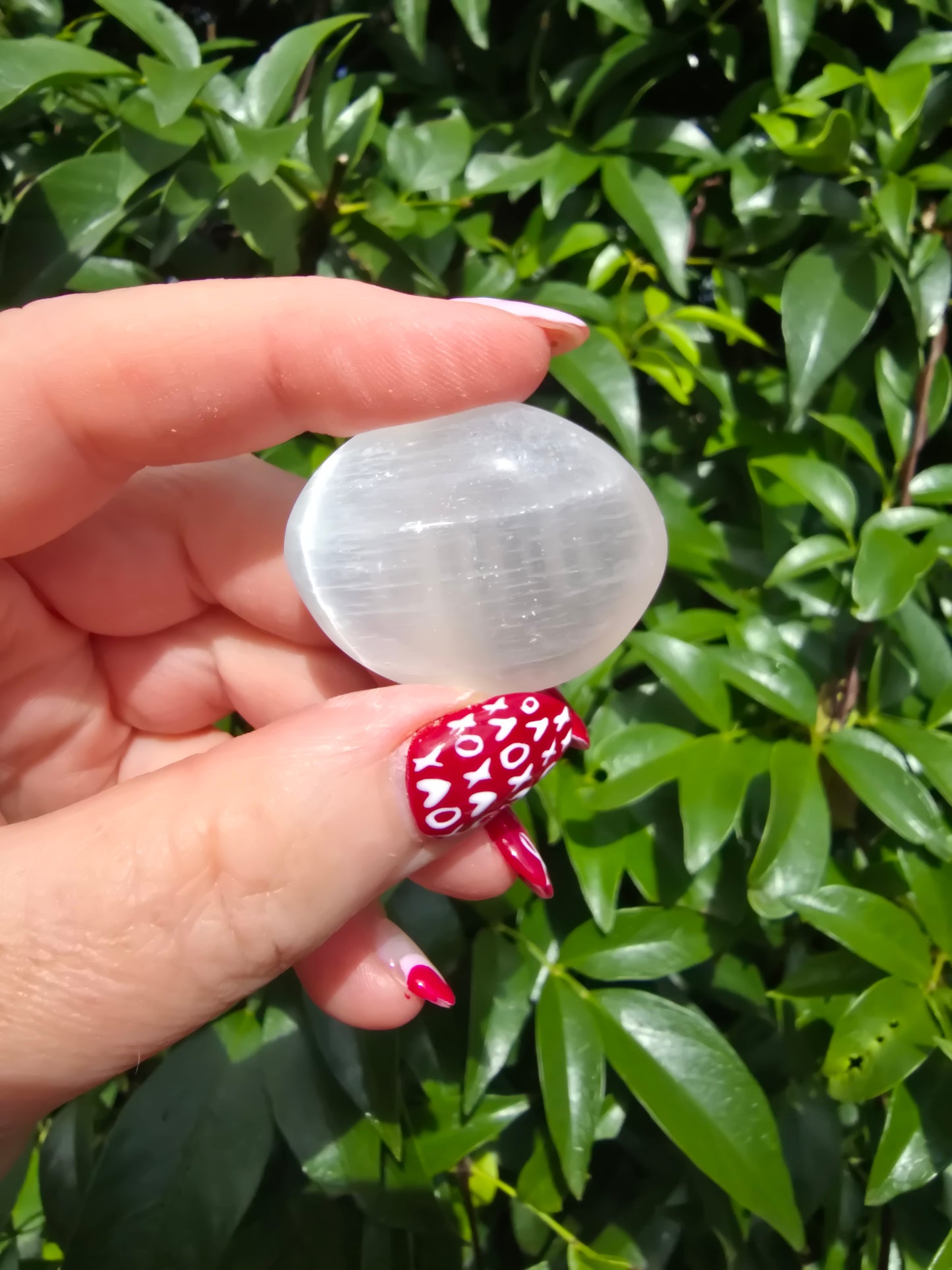 Selenite Mini Palm Stone | LUCK