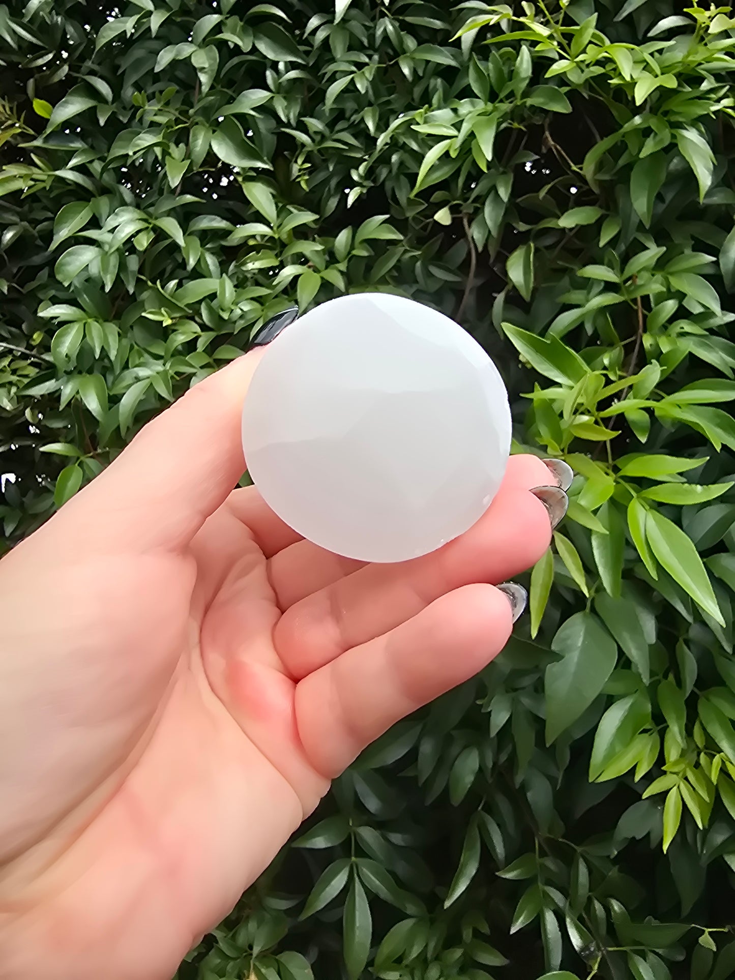 Selenite Polished Sphere Stand