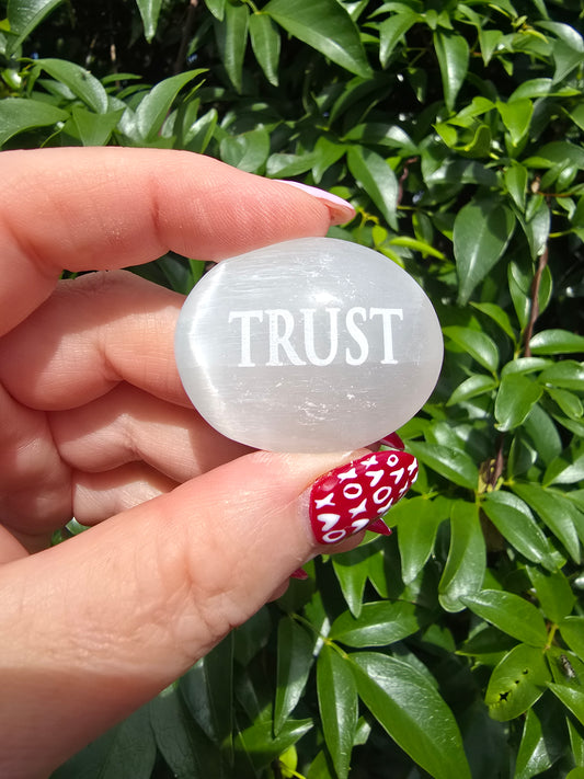 Selenite Mini Palm Stone | TRUST