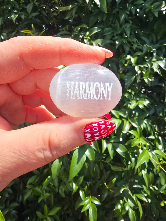 Selenite Mini Palm Stone | HARMONY
