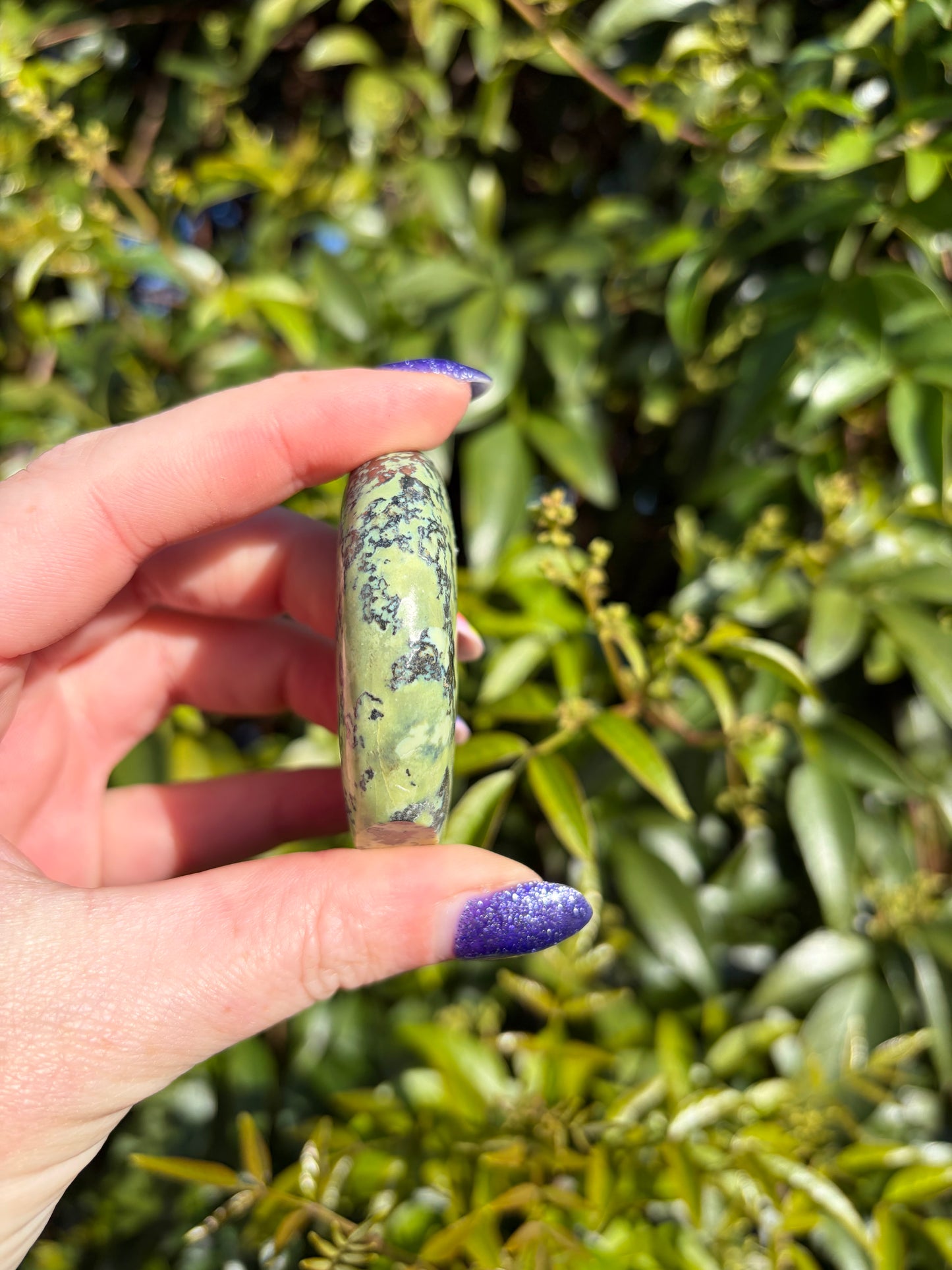 Serpentine & Pyrite Self Standing Moon A