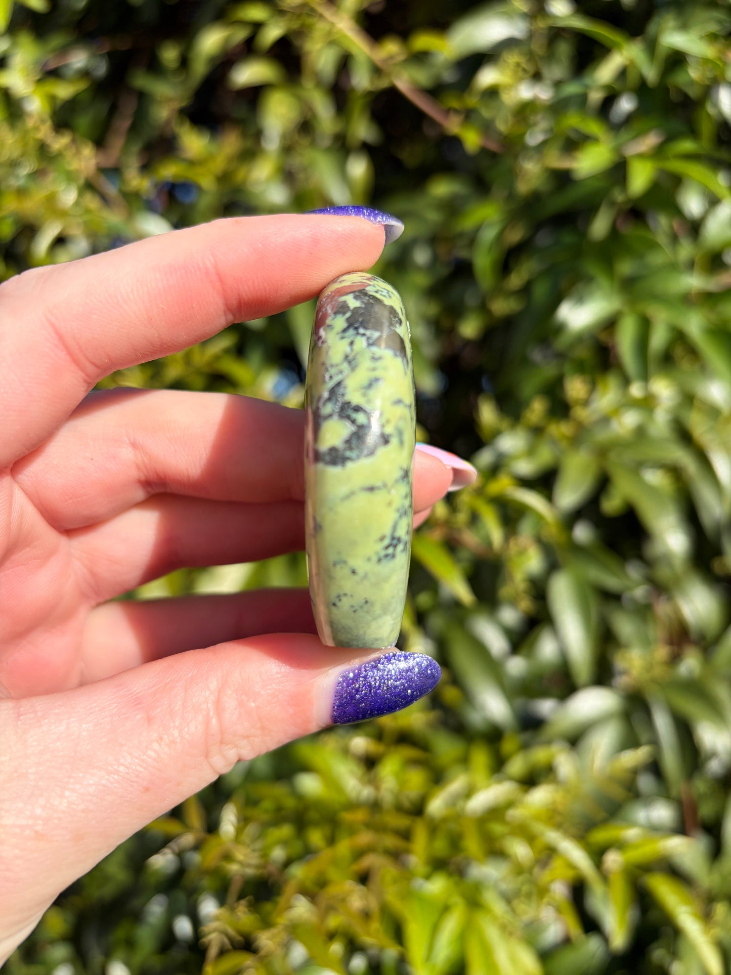 Serpentine & Pyrite Self Standing Moon B