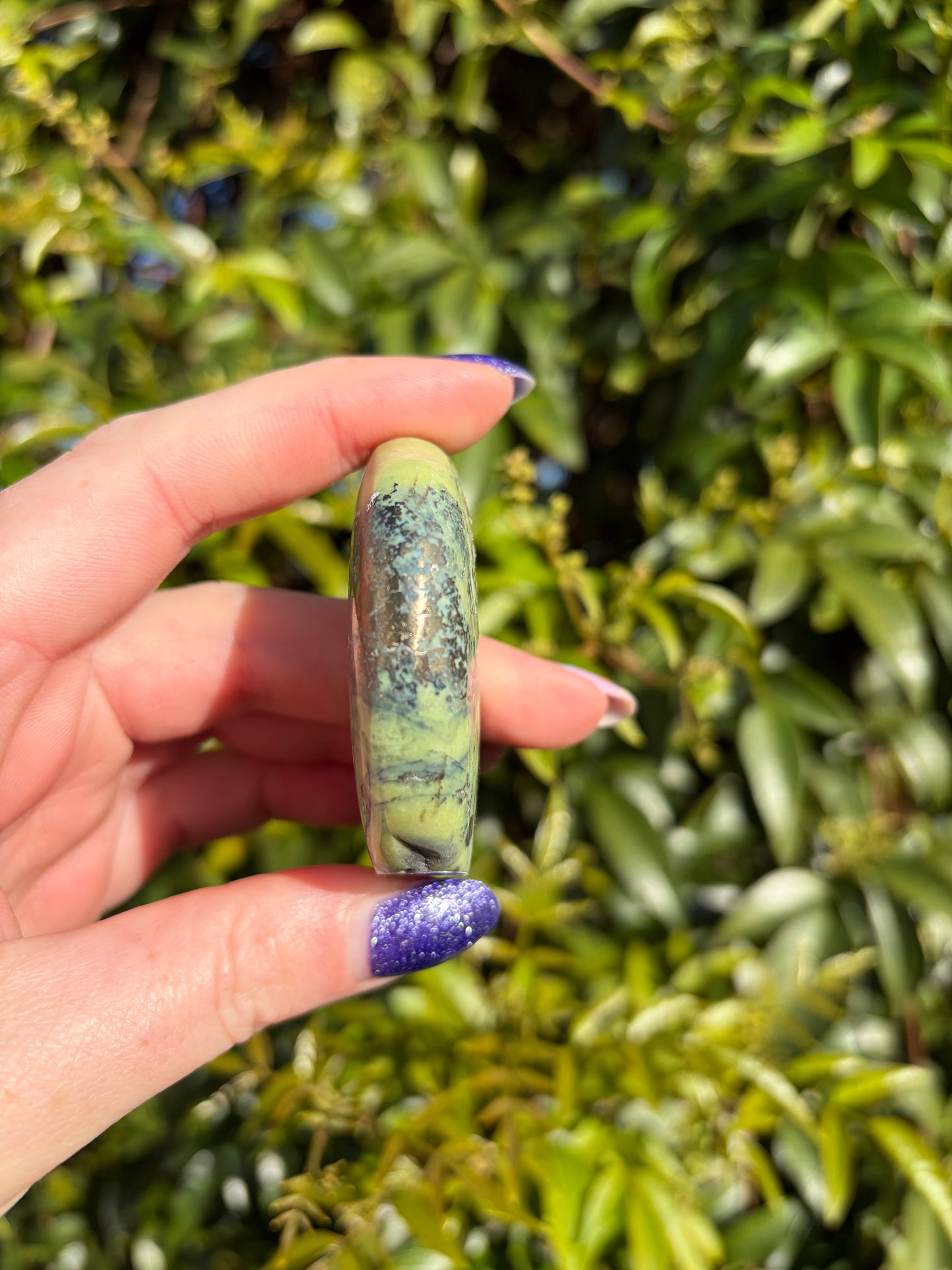 Serpentine & Pyrite Self Standing Moon C