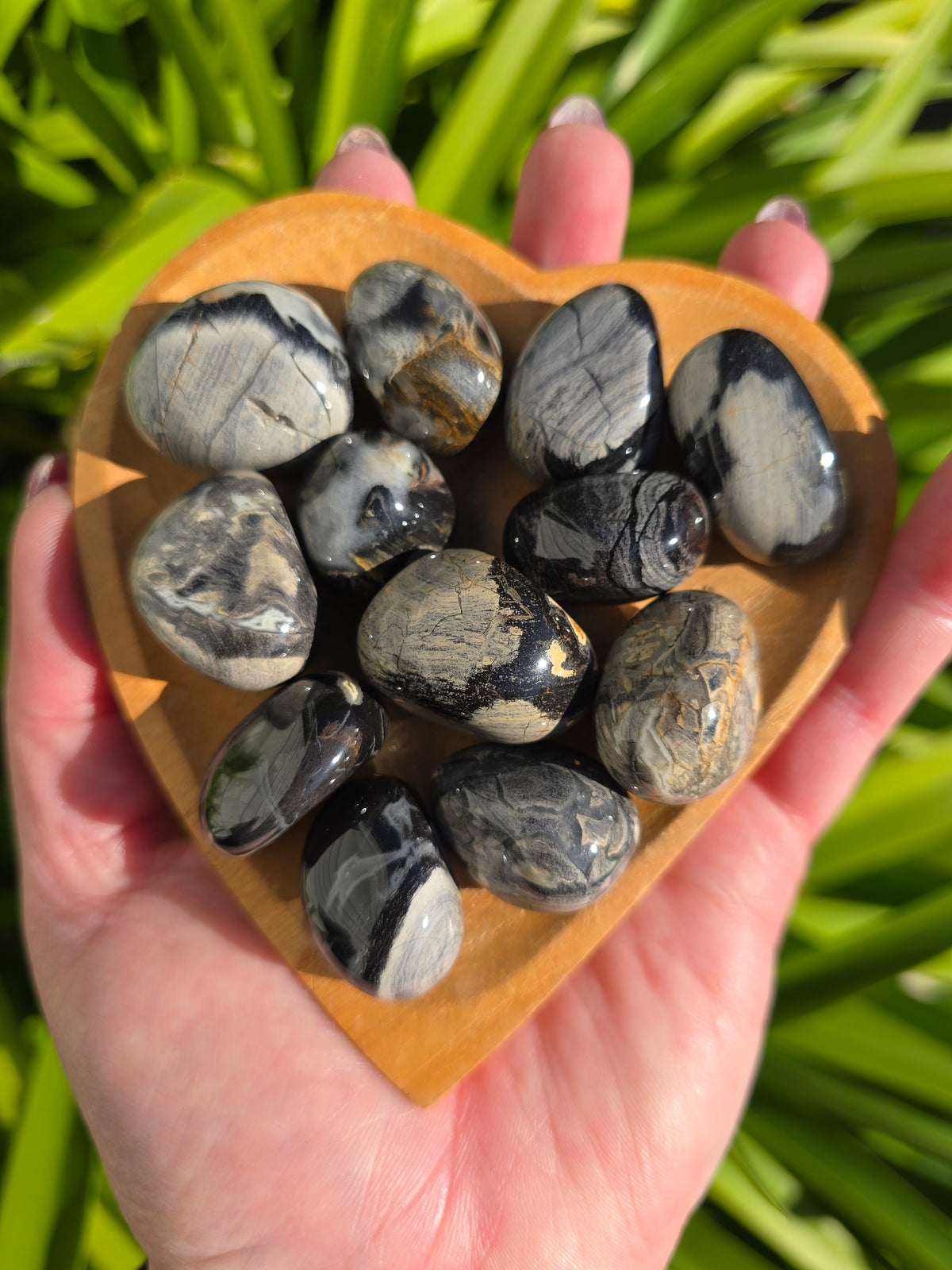 Silver Leaf Jasper Tumbled Stone