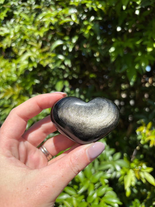 Silver Sheen Obsidian Heart G