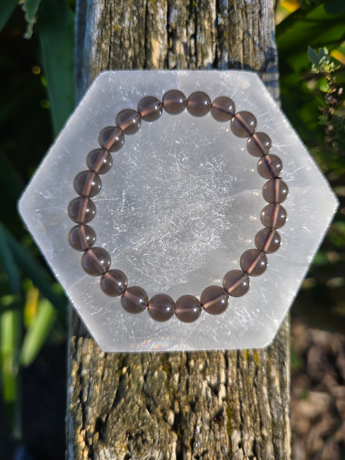 Smoky Quartz | Round Bead Bracelet 8mm