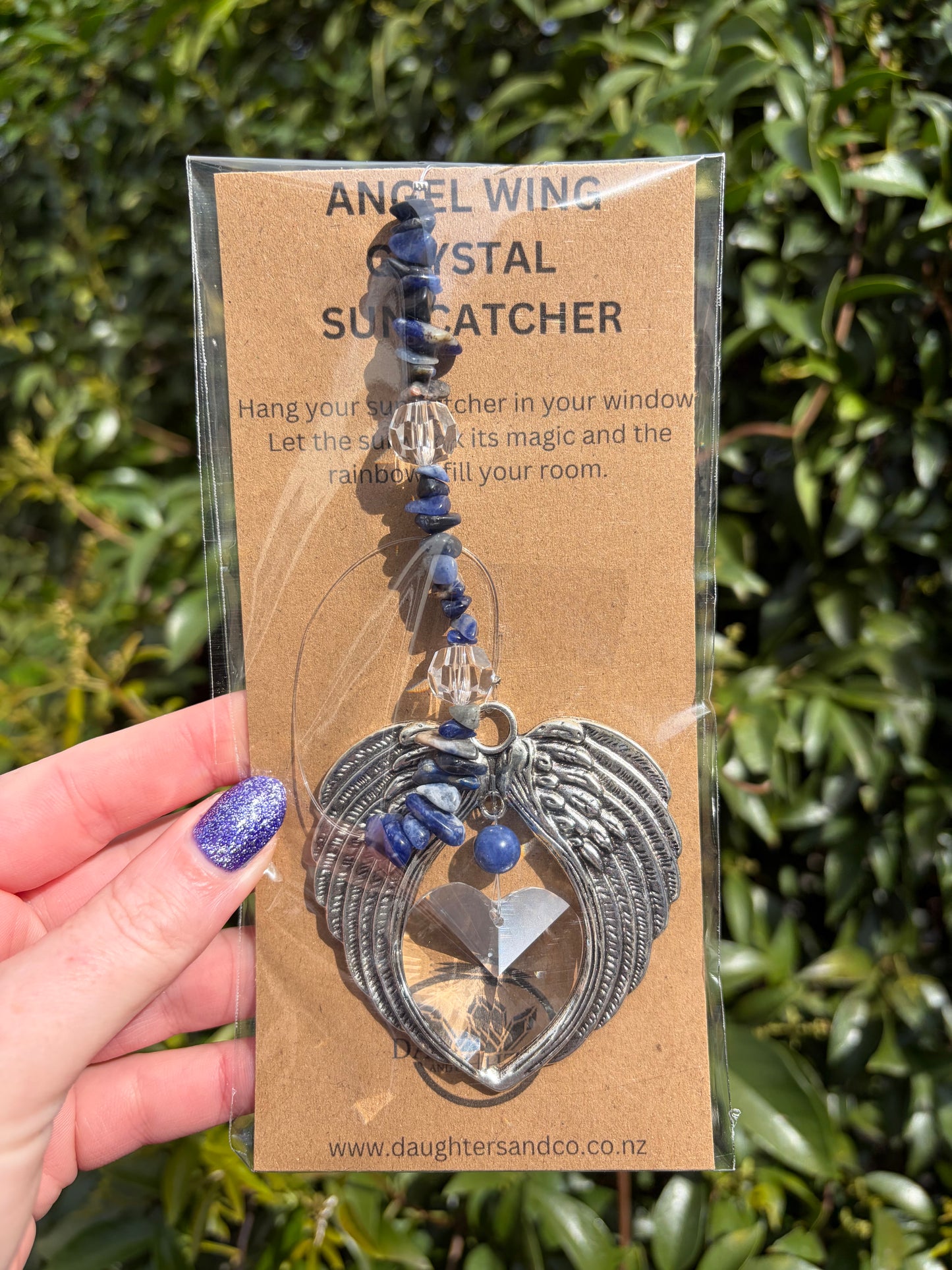 Sodalite | Angel Wing Heart Sun Catcher