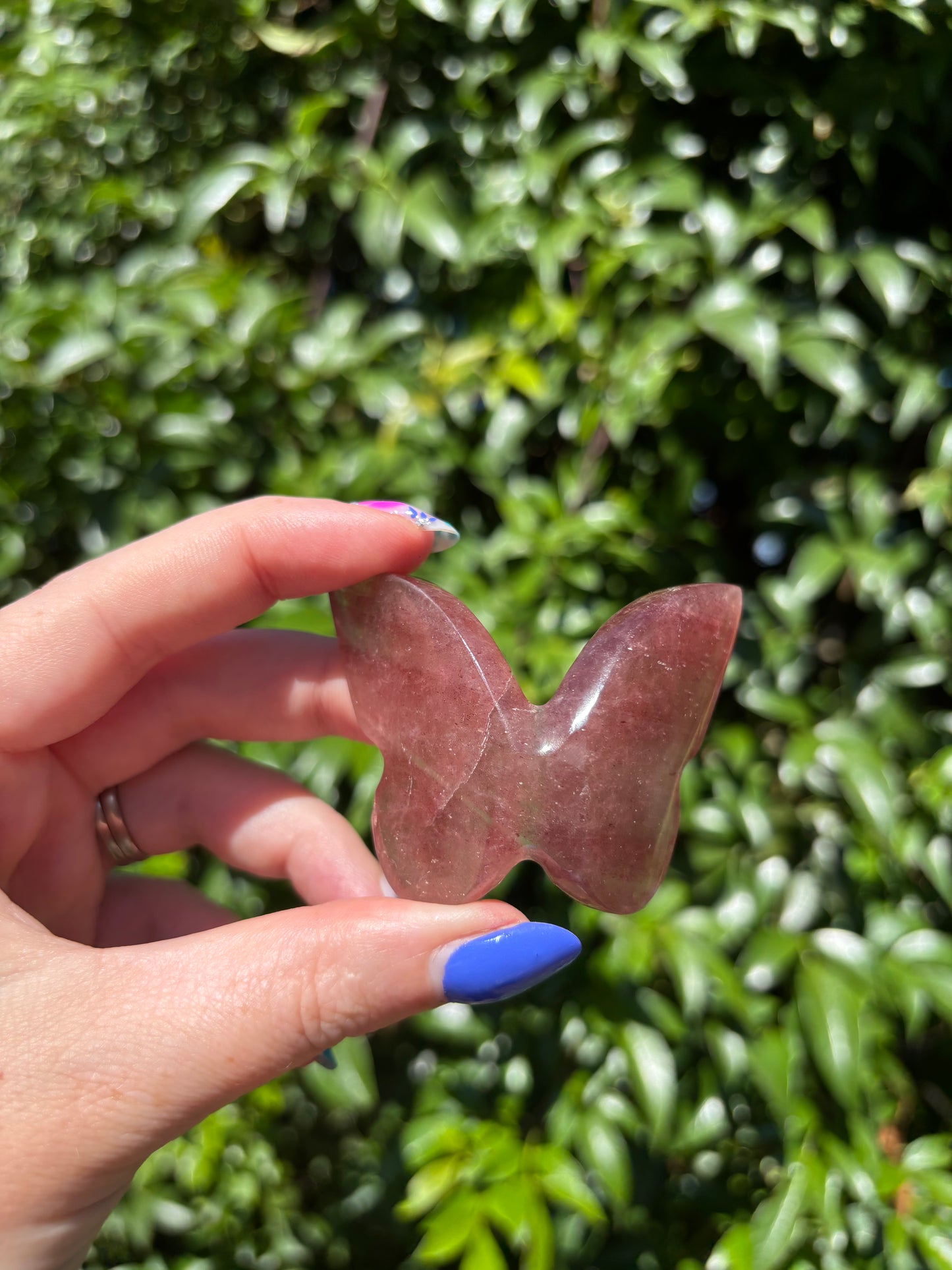 Strawberry Quartz Carved Butterfly C