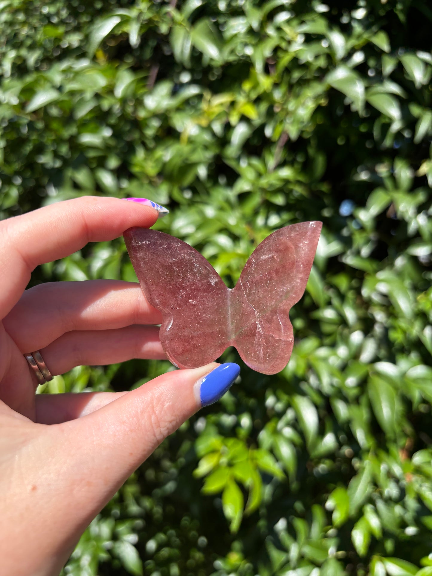 Strawberry Quartz Carved Butterfly C