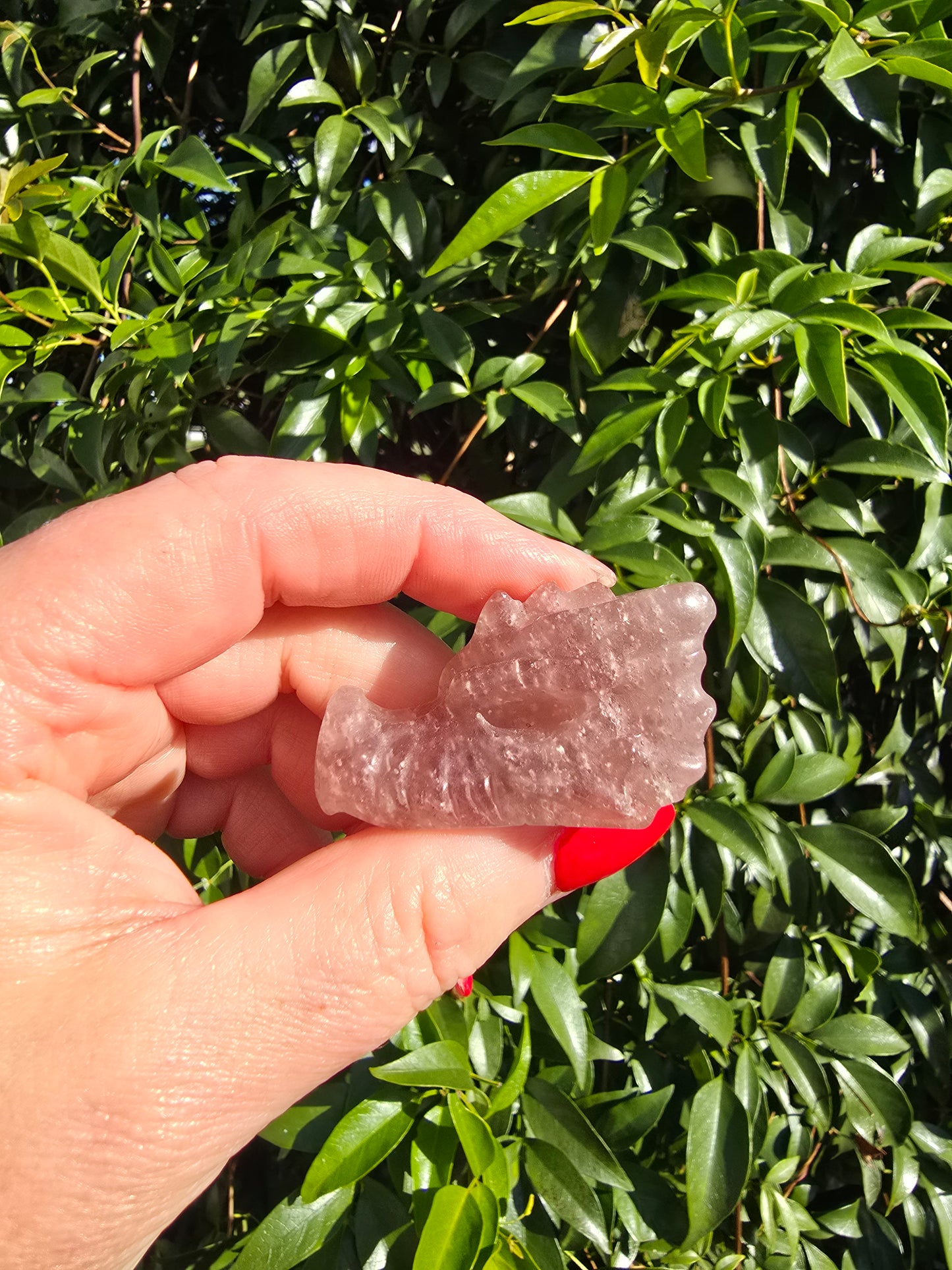 Strawberry Quartz Dragon Head Skull