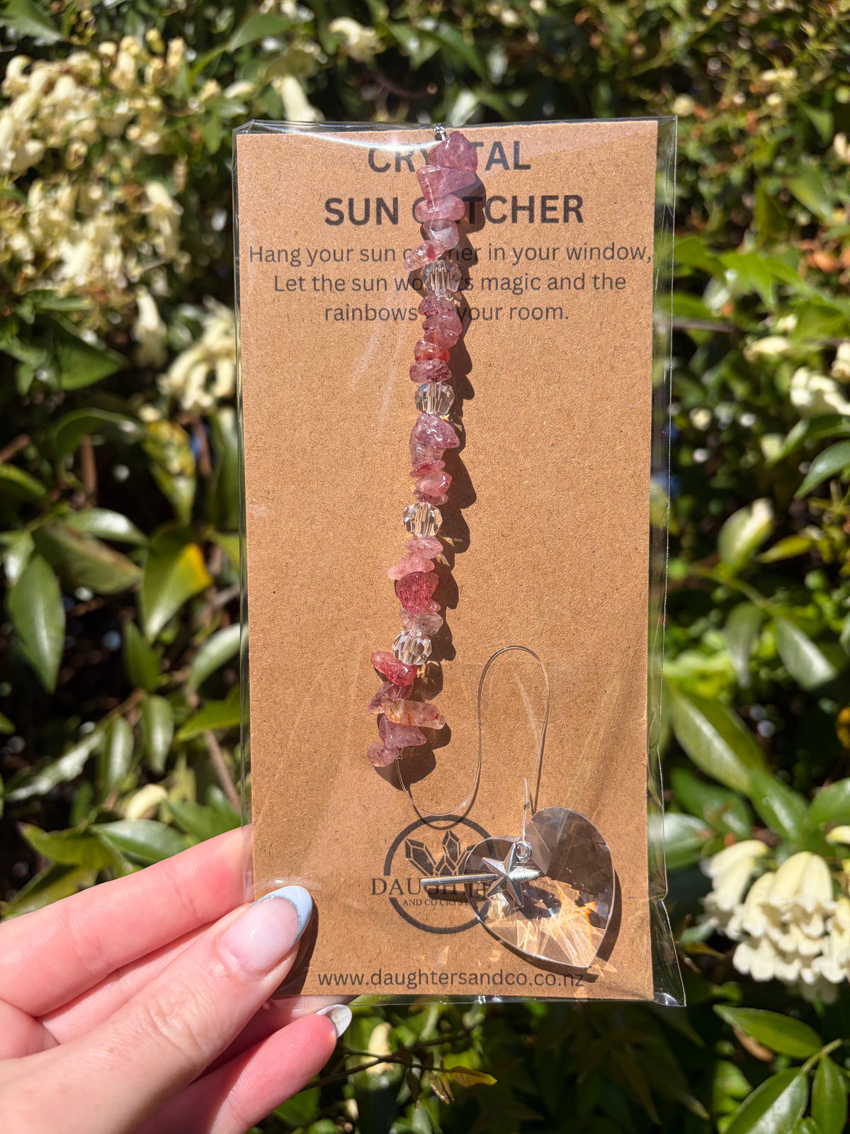 Strawberry Quartz | Heart Sun Catcher