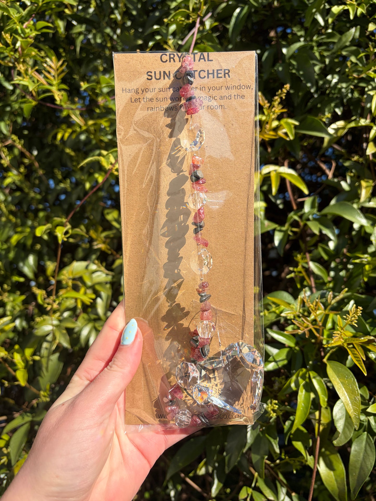 Strawberry Quartz & Hematite | Large Heart Sun Catcher