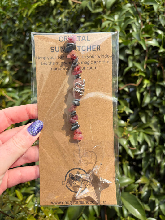 Strawberry Quartz & Hematite | Star Sun Catcher
