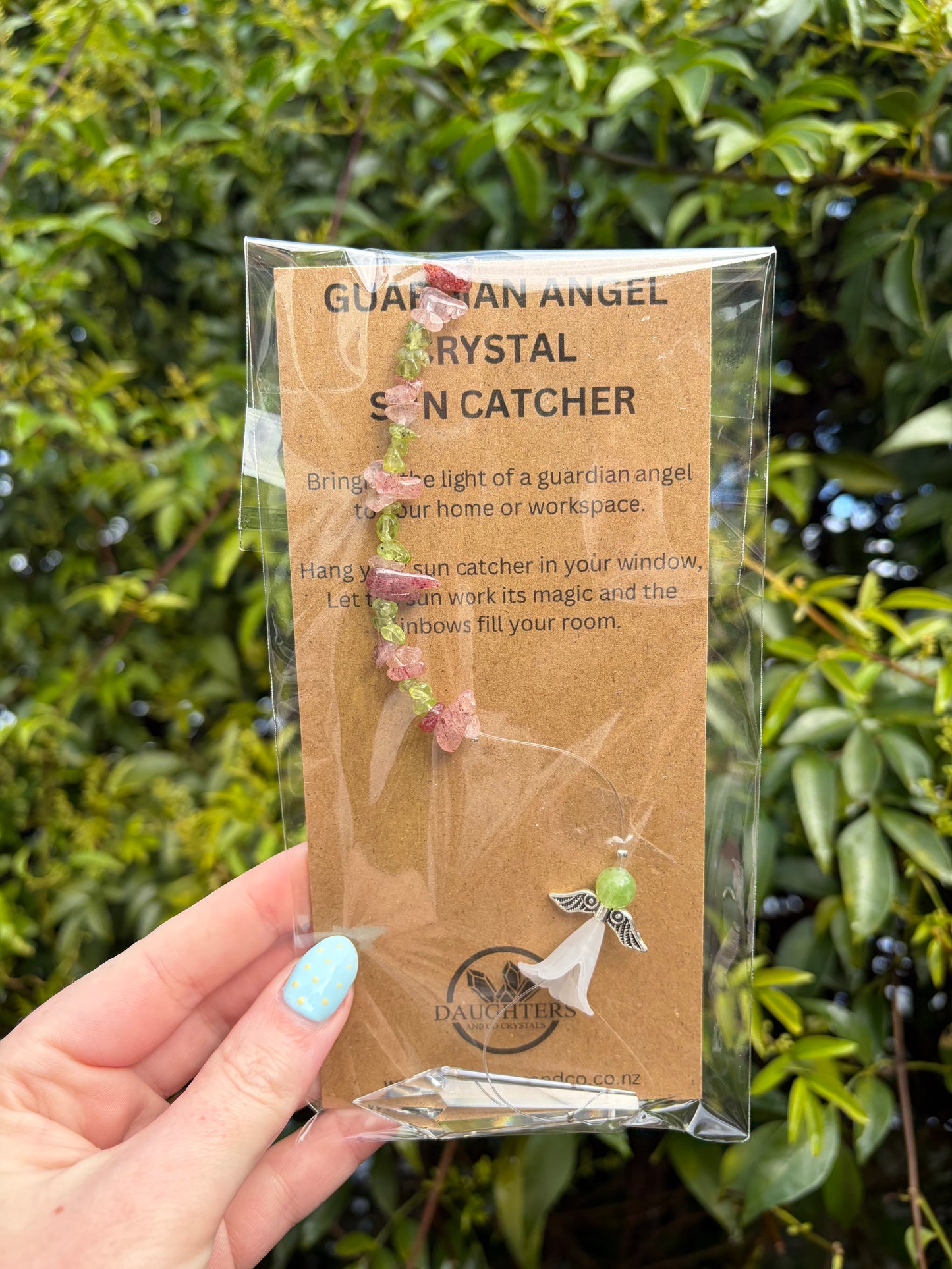 Strawberry Quartz & Peridot | Guardian Angel Point Sun Catcher