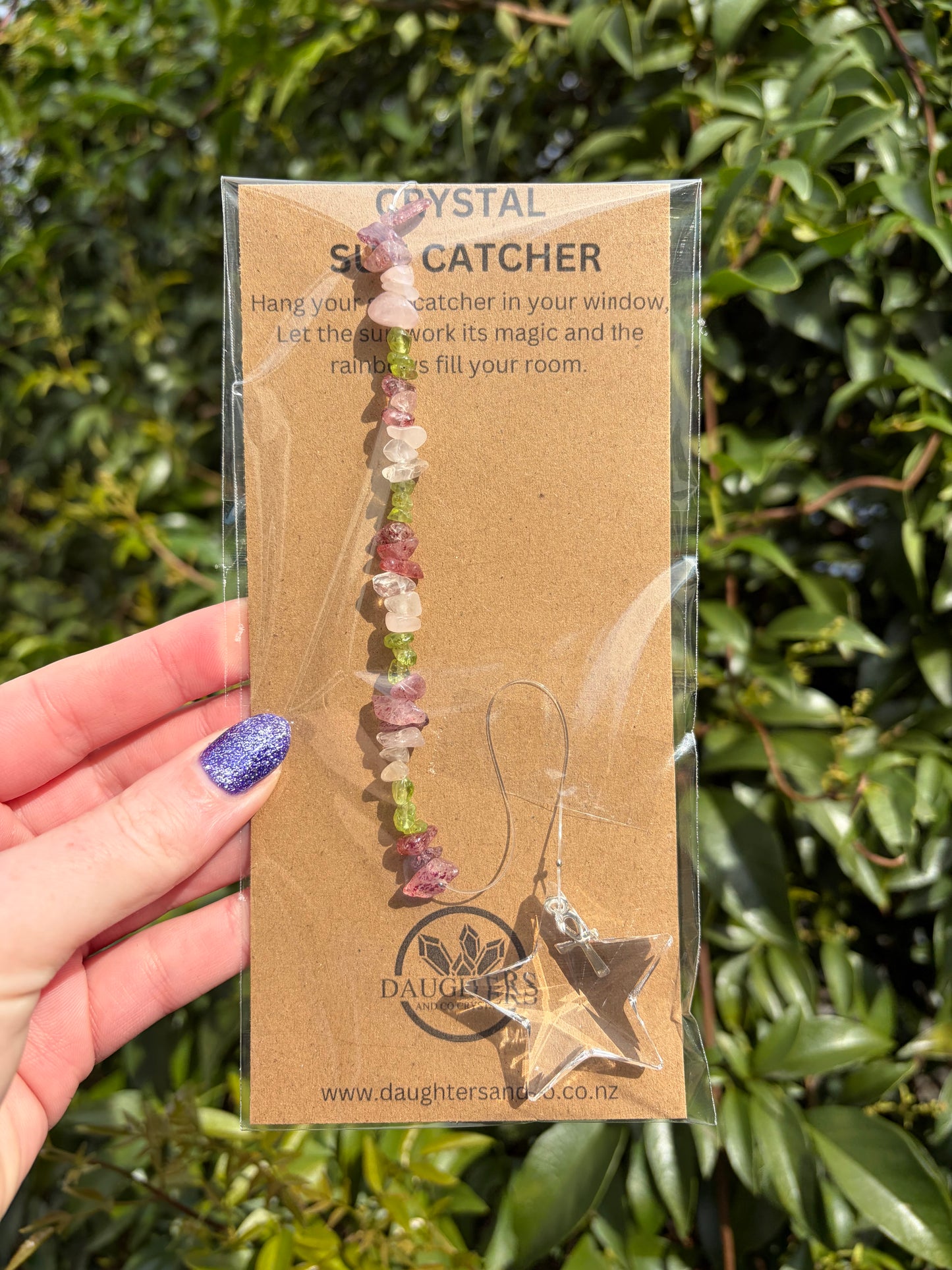 Strawberry Quartz, Rose Quartz & Peridot | Star Sun Catcher