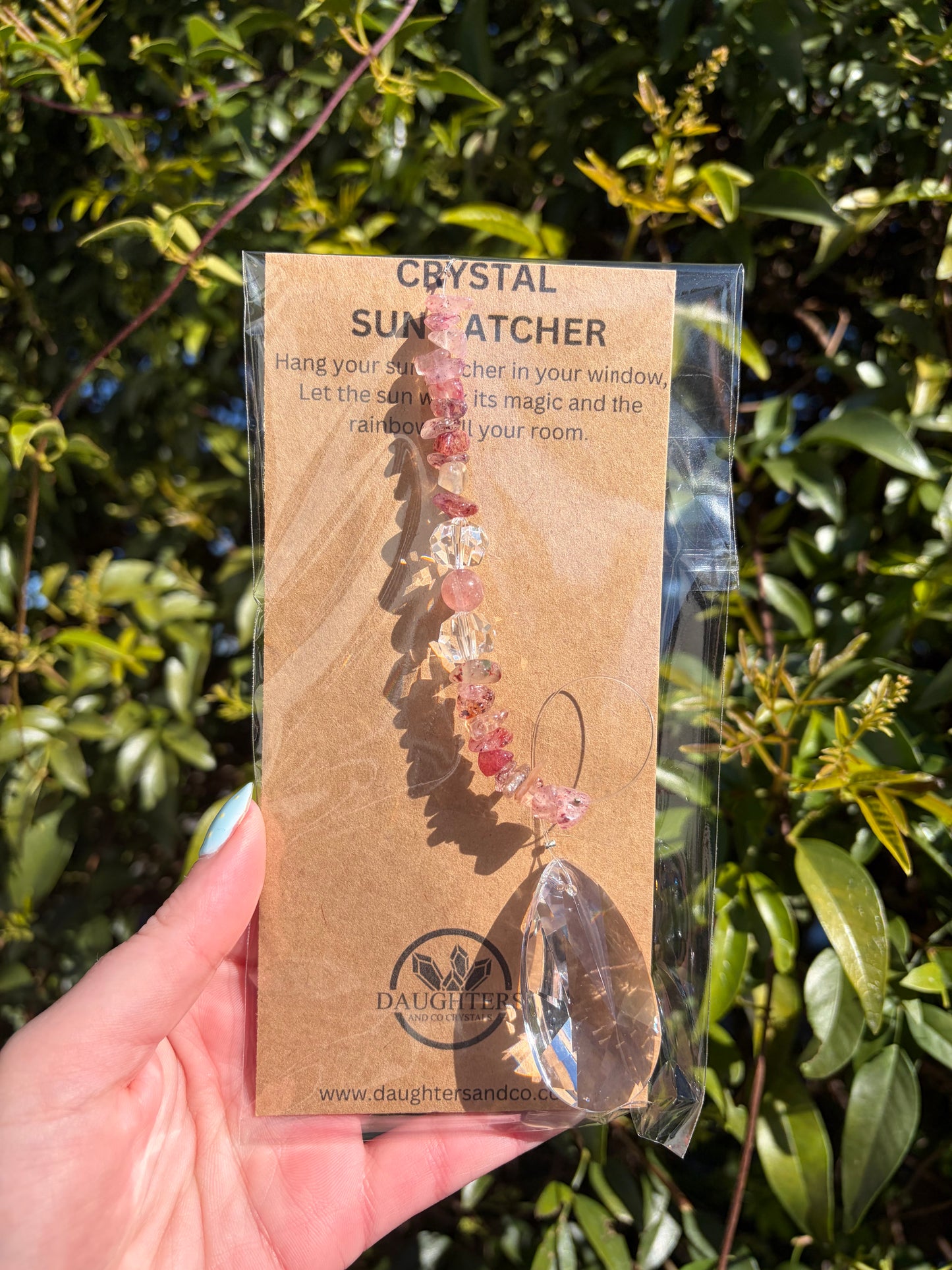 Strawberry Quartz | Tear Drop Sun Catcher