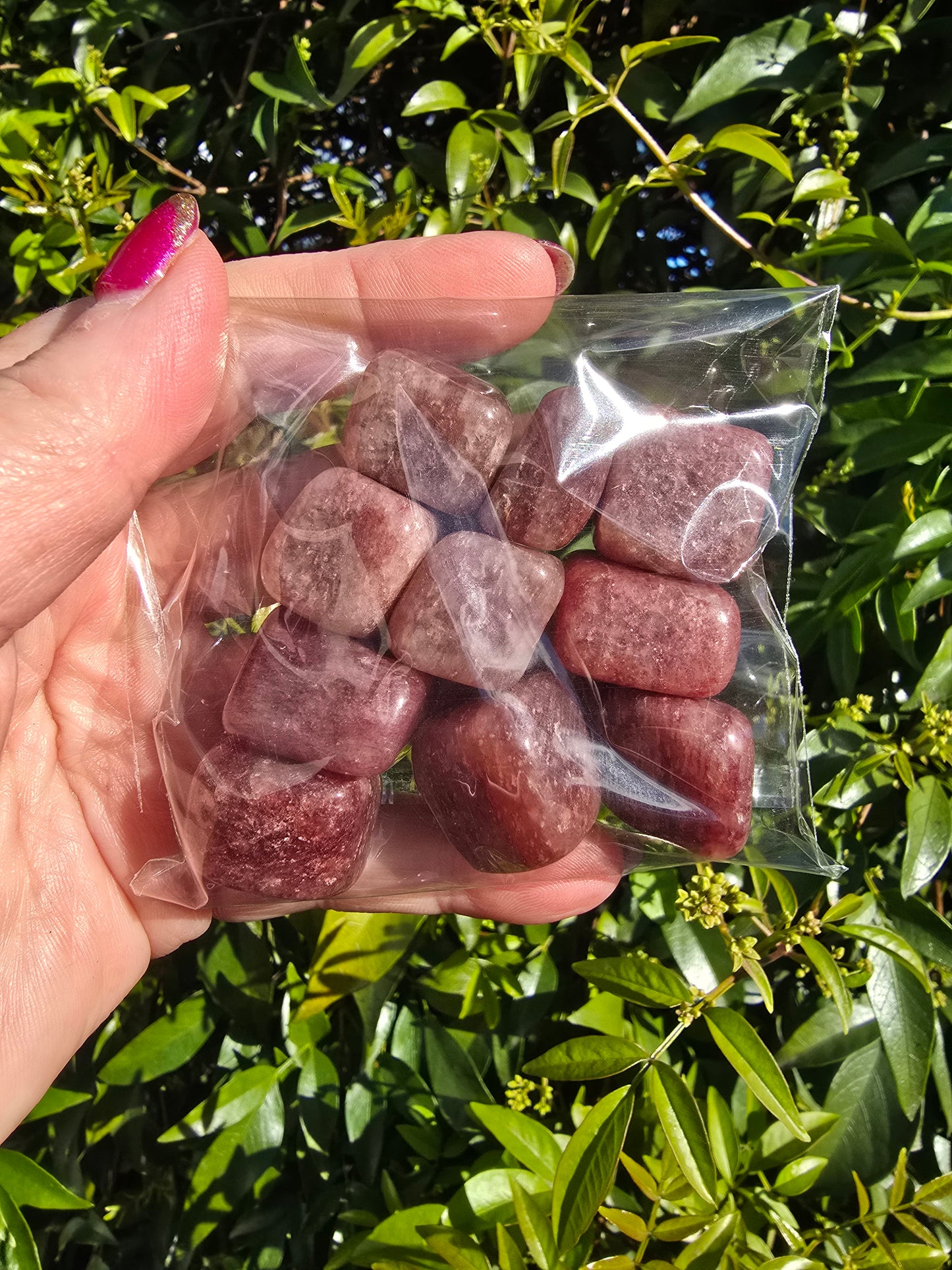 Strawberry Quartz Tumbled Stones 10 Pack Valued at $40