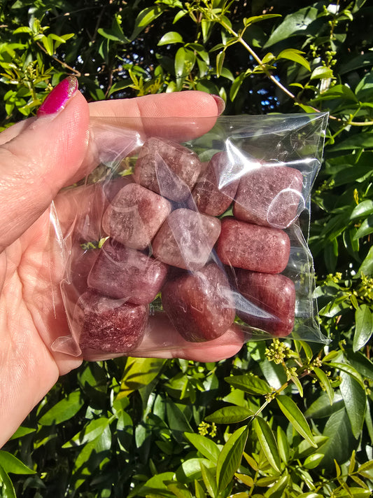 Strawberry Quartz Tumbled Stones 10 Pack Valued at $40