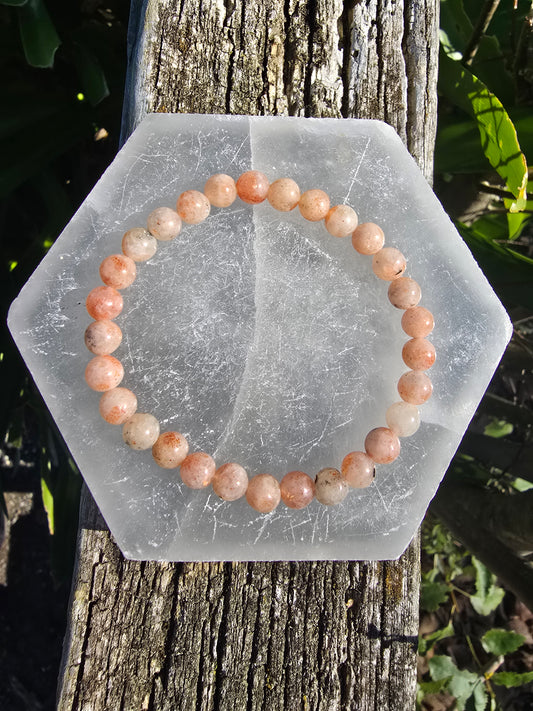 Sunstone | Small Round Bead Bracelet
