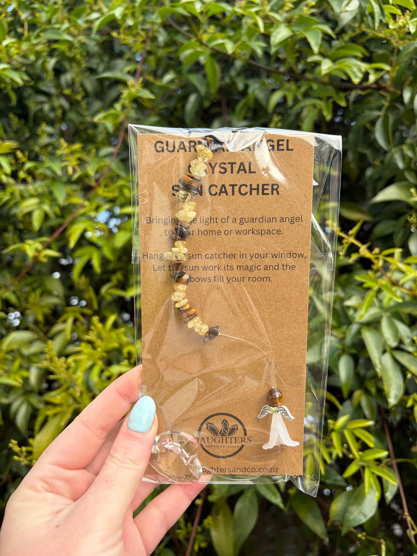 Tigers Eye & Citrine | Guardian Angel Heart Sun Catcher