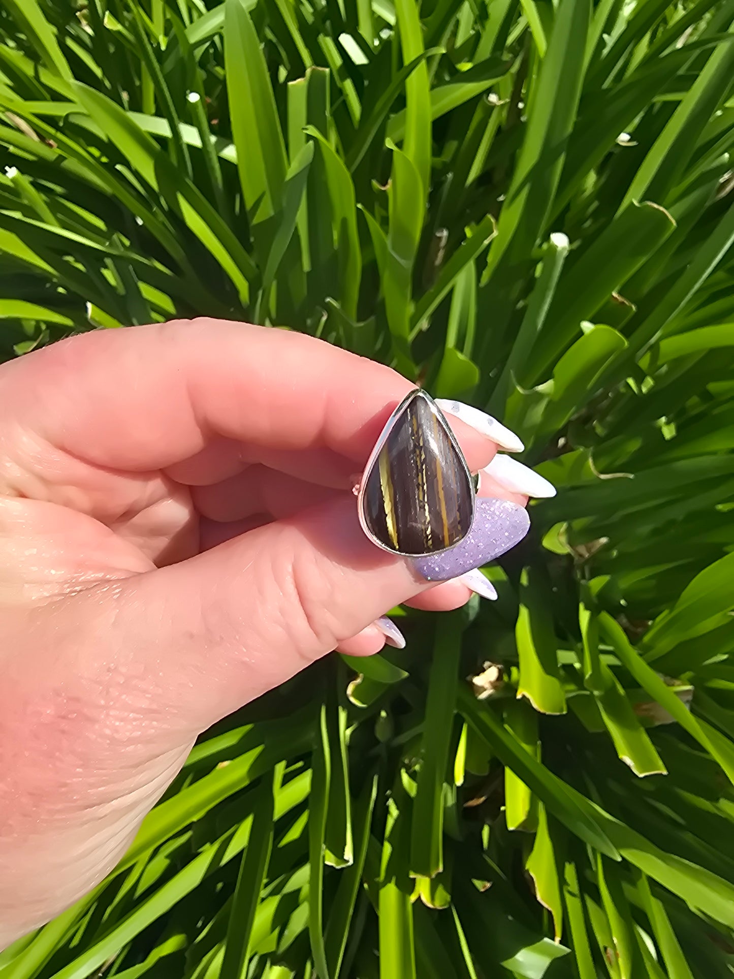 Tigers Iron | Polished Sterling Silver Adjustable Ring B