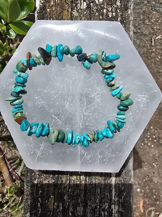 Turquoise Crystal Chip Bracelet
