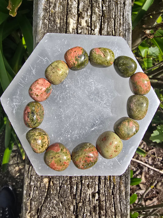 Unakite | Nugget Bead Bracelet 10 mm