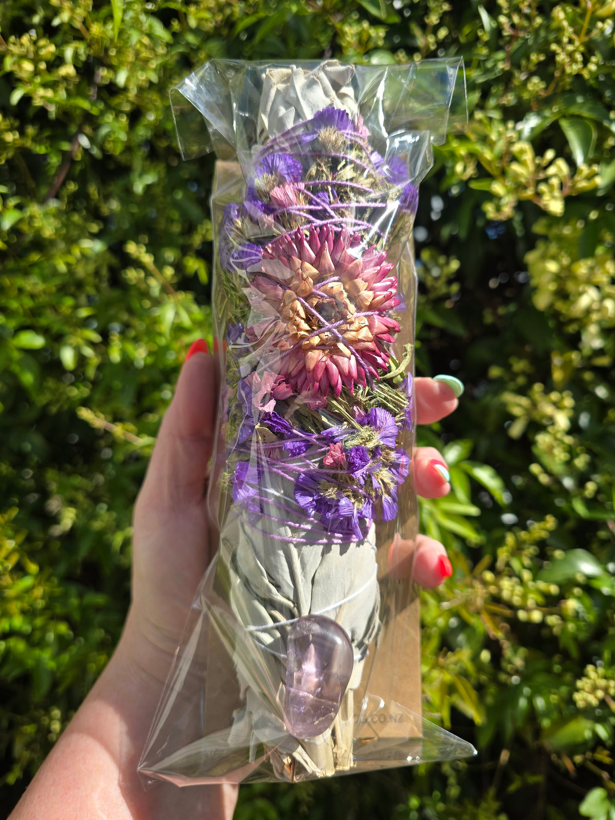 White Sage Smudge Stick Large 9inch | Amethyst For Happiness & Positive Vibes
