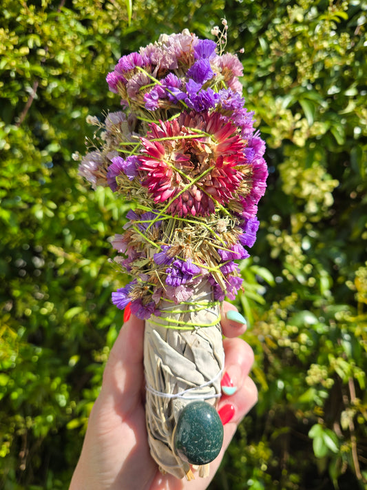White Sage Smudge Stick Large 9inch | Bloodstone For Healing, Wellbeing & Good Health