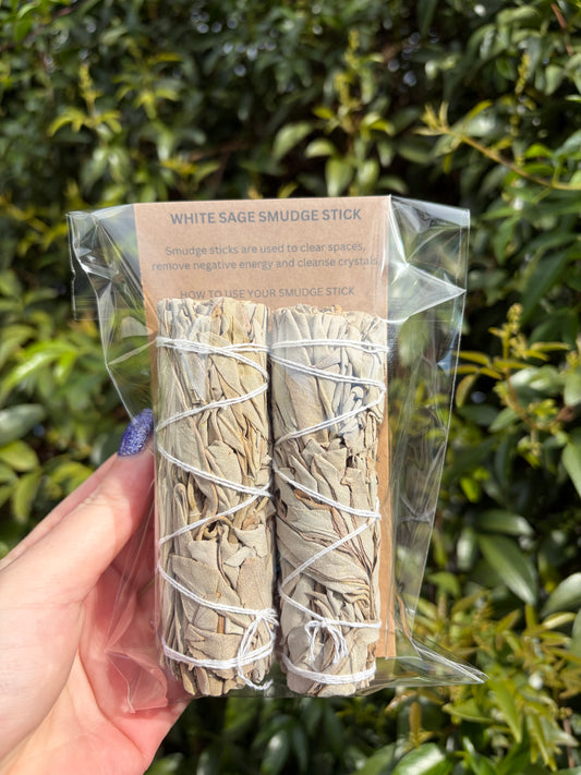 White Sage Smudge Stick Small 4inch TWIN PACK